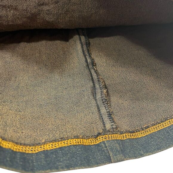 San Julian Denim Skirt A-Line S Whipstitch Below Knee Y2K Rare USA Fall Fit - Picture 11 of 11